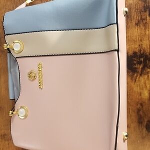 Chic Women's Satchel in Pink and Blue